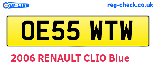 OE55WTW are the vehicle registration plates.