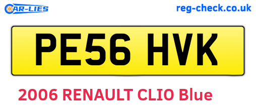 PE56HVK are the vehicle registration plates.