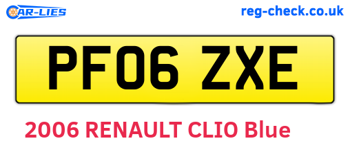PF06ZXE are the vehicle registration plates.