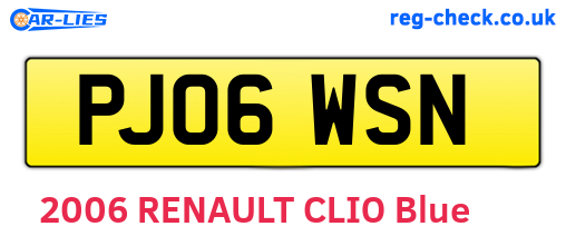 PJ06WSN are the vehicle registration plates.