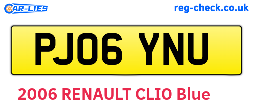 PJ06YNU are the vehicle registration plates.
