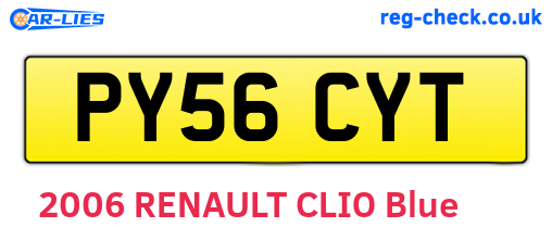 PY56CYT are the vehicle registration plates.