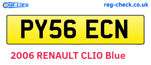 PY56ECN are the vehicle registration plates.
