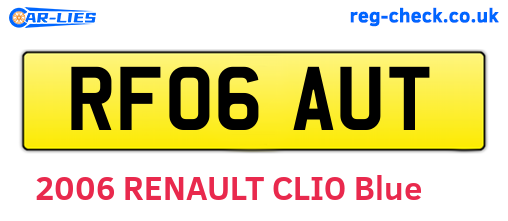 RF06AUT are the vehicle registration plates.