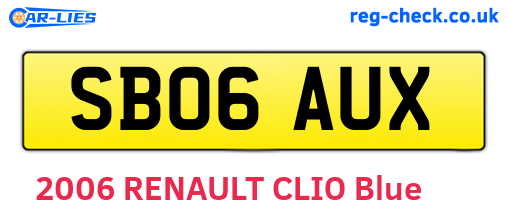 SB06AUX are the vehicle registration plates.