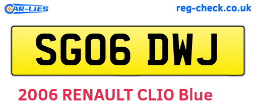 SG06DWJ are the vehicle registration plates.