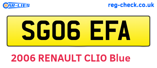 SG06EFA are the vehicle registration plates.