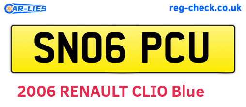 SN06PCU are the vehicle registration plates.