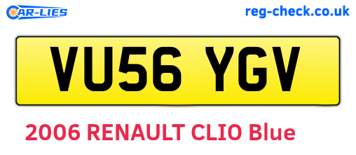 VU56YGV are the vehicle registration plates.
