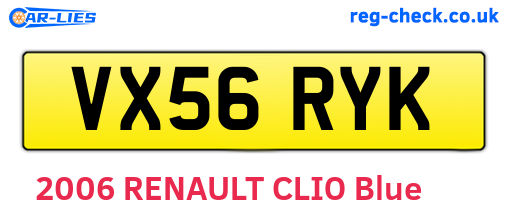 VX56RYK are the vehicle registration plates.