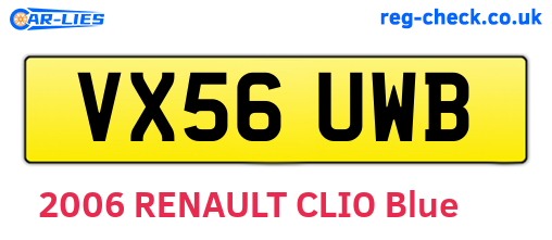 VX56UWB are the vehicle registration plates.