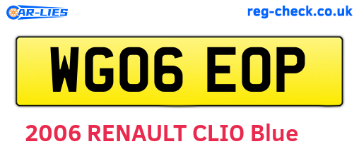 WG06EOP are the vehicle registration plates.