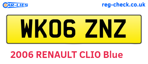 WK06ZNZ are the vehicle registration plates.