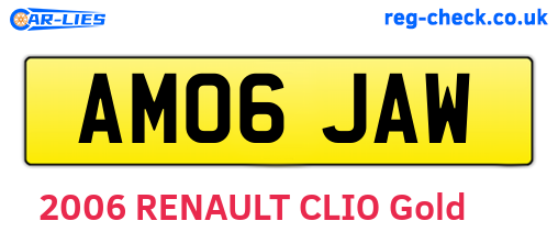 AM06JAW are the vehicle registration plates.