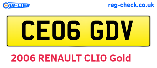 CE06GDV are the vehicle registration plates.