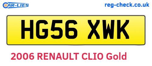 HG56XWK are the vehicle registration plates.