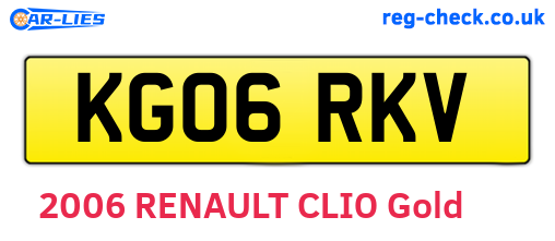 KG06RKV are the vehicle registration plates.