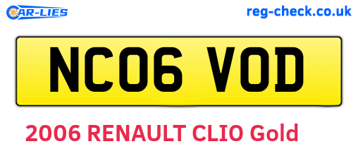 NC06VOD are the vehicle registration plates.