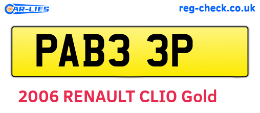 PAB33P are the vehicle registration plates.