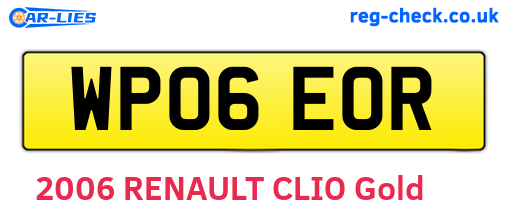 WP06EOR are the vehicle registration plates.