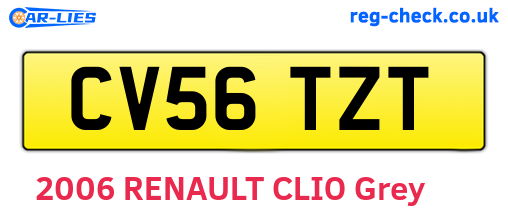 CV56TZT are the vehicle registration plates.