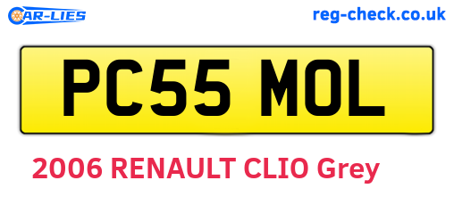PC55MOL are the vehicle registration plates.