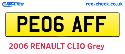 PE06AFF are the vehicle registration plates.