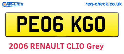 PE06KGO are the vehicle registration plates.