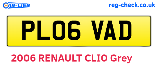 PL06VAD are the vehicle registration plates.