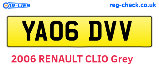 YA06DVV are the vehicle registration plates.