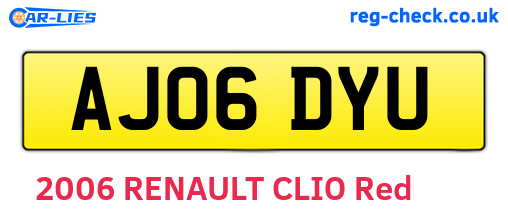 AJ06DYU are the vehicle registration plates.