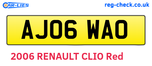 AJ06WAO are the vehicle registration plates.