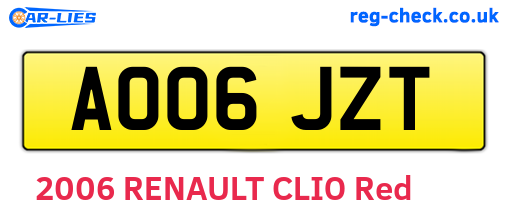 AO06JZT are the vehicle registration plates.