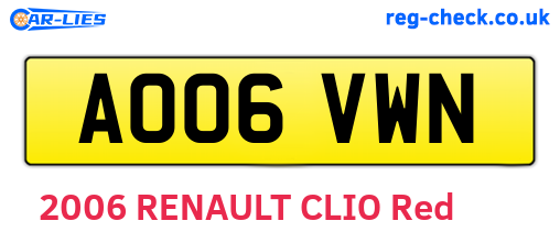 AO06VWN are the vehicle registration plates.