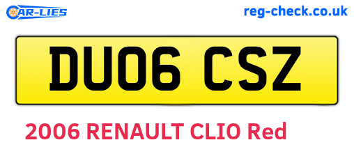 DU06CSZ are the vehicle registration plates.