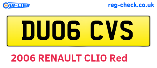 DU06CVS are the vehicle registration plates.