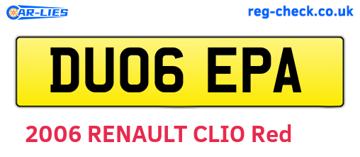 DU06EPA are the vehicle registration plates.