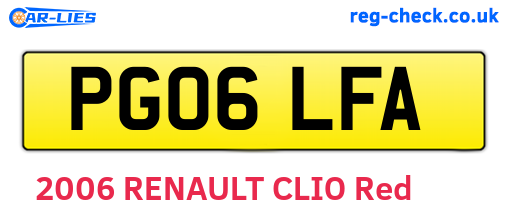 PG06LFA are the vehicle registration plates.