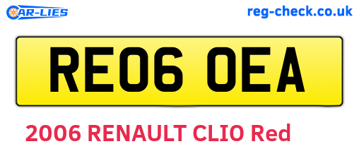 RE06OEA are the vehicle registration plates.