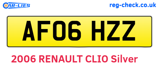 AF06HZZ are the vehicle registration plates.