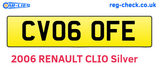 CV06OFE are the vehicle registration plates.