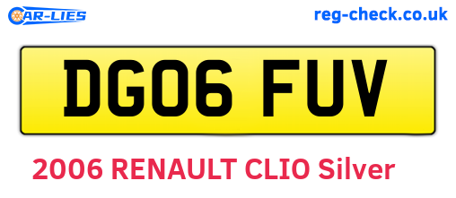 DG06FUV are the vehicle registration plates.