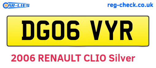 DG06VYR are the vehicle registration plates.