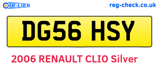 DG56HSY are the vehicle registration plates.