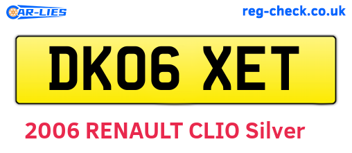DK06XET are the vehicle registration plates.
