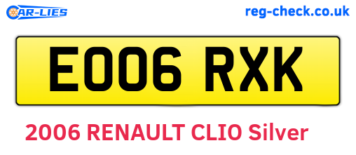 EO06RXK are the vehicle registration plates.