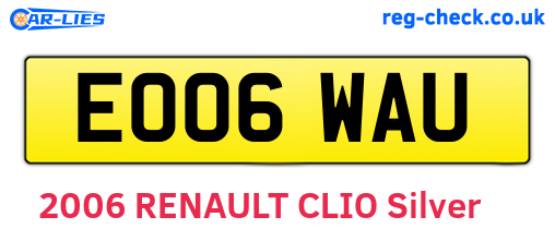 EO06WAU are the vehicle registration plates.