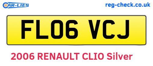 FL06VCJ are the vehicle registration plates.