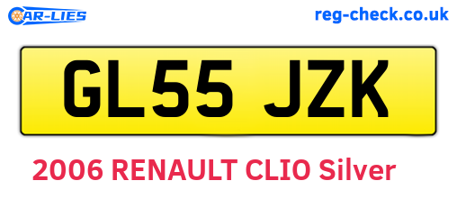 GL55JZK are the vehicle registration plates.
