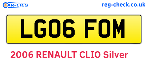 LG06FOM are the vehicle registration plates.